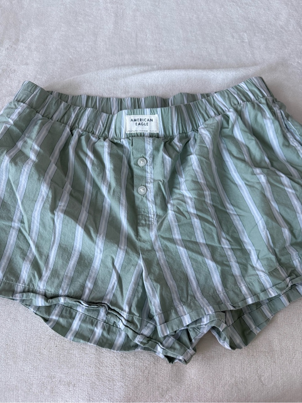American Eagle Pinstripe Green Shorts Size Large with Pockets D89